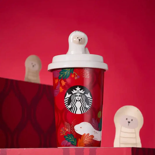 Recipiente de Ceramica Starbucks China 2025 Garden Cute Snake Series Ceramic Jar