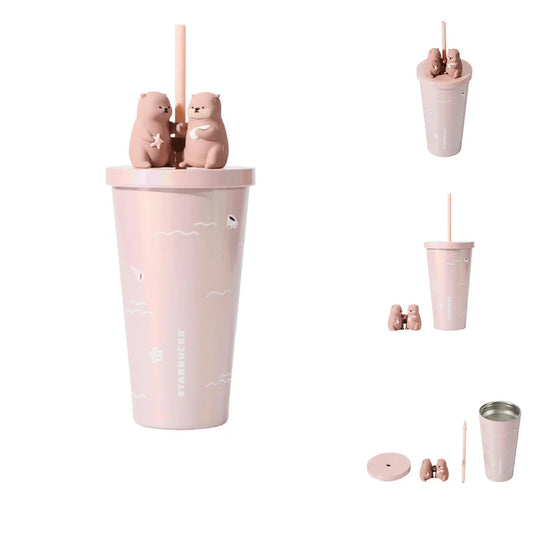 Vaso con Popote Acero Inoxidable 550ml Starbucks China 2025 Valentine's Day S
