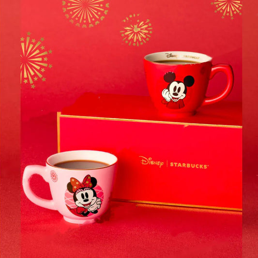 Set de tazas rosa y roja Starbucks China and Disney co-branded Mickey Mouse Celebration Series