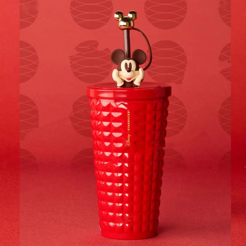 Vaso con Popote rojo de acero inoxidable 580ml Starbucks China and Disney co-branded Mickey Mouse Celebration Series