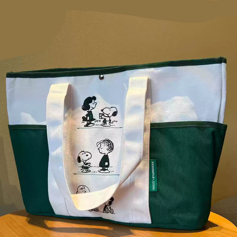 Bolsa Tote Starbucks and PEANUTS 2025 co-brand Snoopy PEANUTS X STARBUCKS 2025