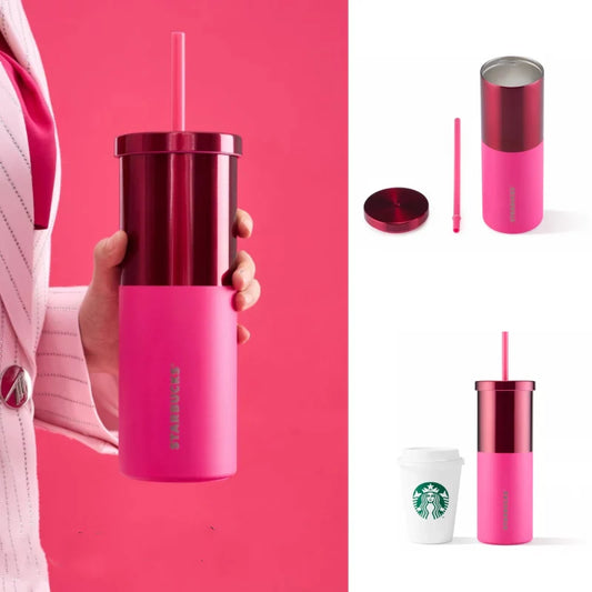 Vaso de Acero Inoxidable con Popote Rosa  Starbucks China 2025 Colorful summer Series 620ml 21.82oz
