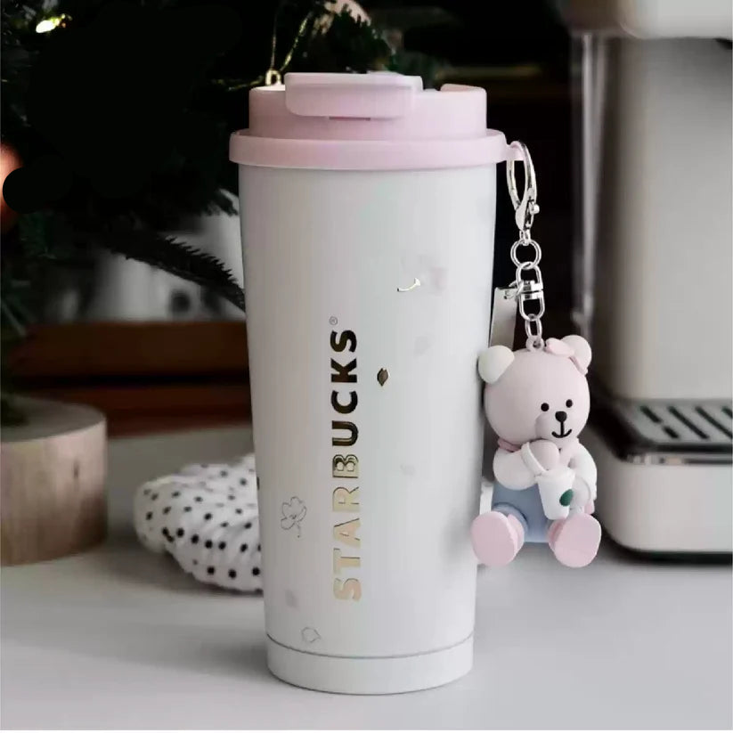 Vaso de Acero Inoxidable con Charm Bearista Starbucks China 2025 Sakura online series 480ml 16.89oz