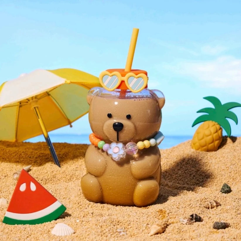 Bearista de Vidrio con lentes y collar Starbucks China 2025 Tropical Series 750ml 26.4oz