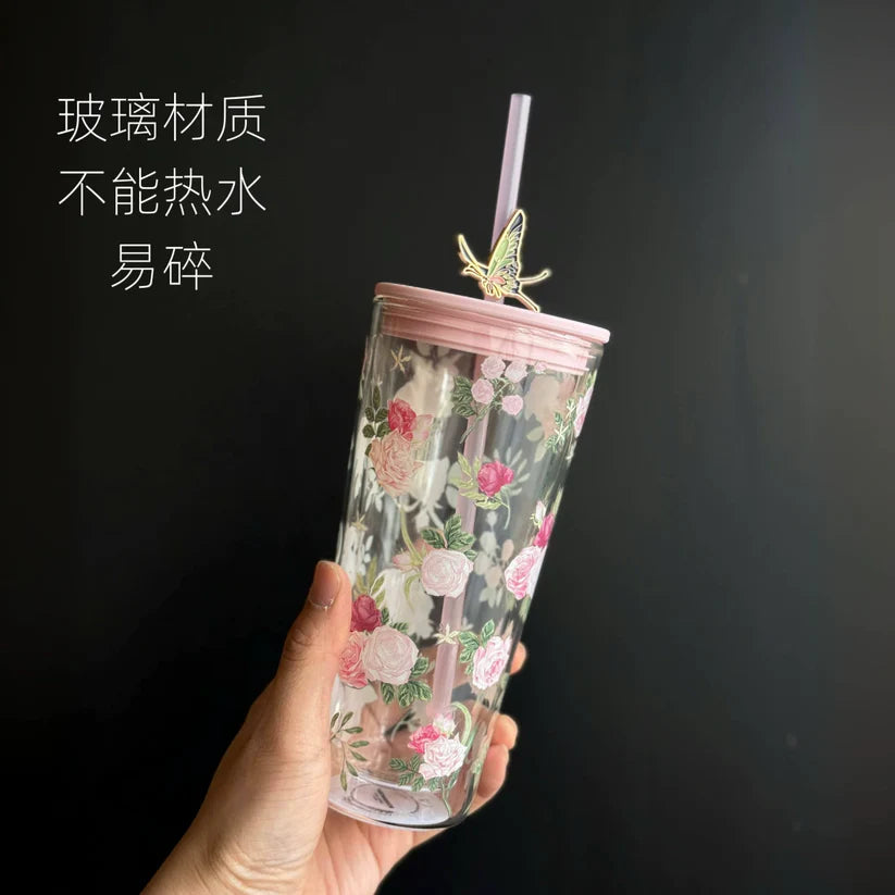 Vaso de Vidrio Doble Pared Starbucks China 2026 Rose Garden series 600ml 21.12oz
