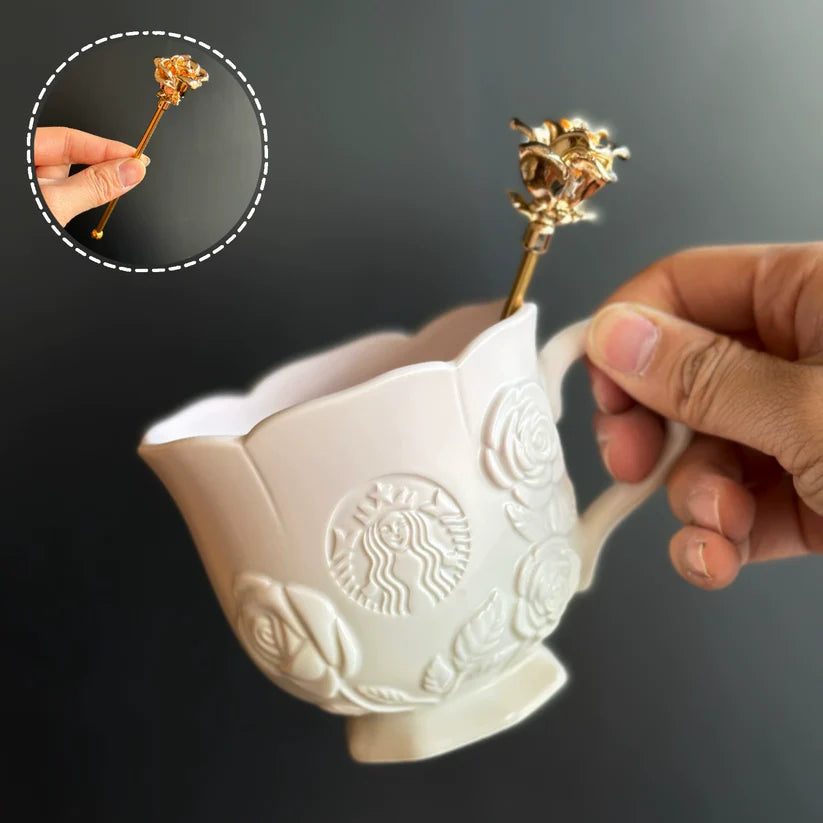 Taza de Ceramica con agitador Starbucks China 2026 Rose Garden series 300ml 10.56oz
