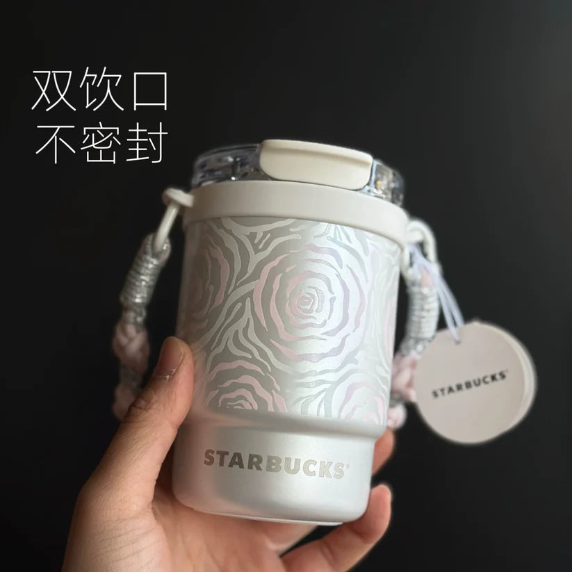 Vaso de Acero Inoxidable con correa tejida Starbucks China 2026 Rose Garden series 435ml 15.31oz