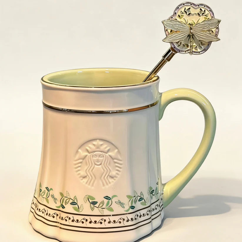 Starbucks China 2026 Spring Blessings Series Green) 415ml horse skirt style mug with stir stick