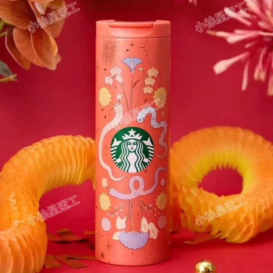 Termo naranja de acero inoxidable Starbucks China 2025 snake new year  473ml
