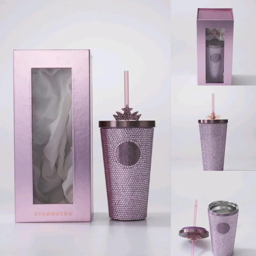 Spring walk series rosa Sakura corona cristales acero inoxidable