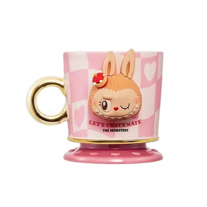 Taza de Ceramica Monsters Rosa Labubu Checkmate