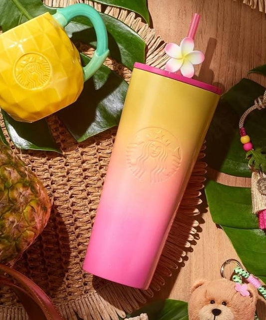 Vaso de Acero Inoxidable con Strawstopper de Flor Starbucks Corea Summer 2 2025