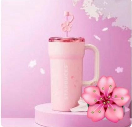 Termo de Acero Inoxidable Blooming Dante de 591 ml Starbucks Corea Sakura 2026 Pink Tumbler con Asa y Popote – Edición Limitada