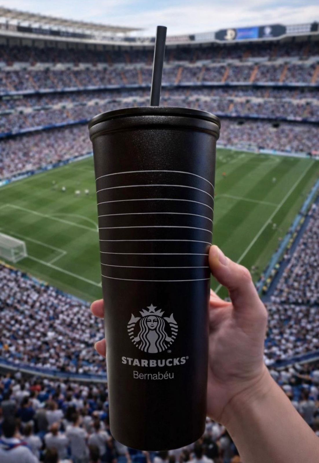 Vaso de Acero Inoxidable con Starbucks Santiago Bernabeu Madrid