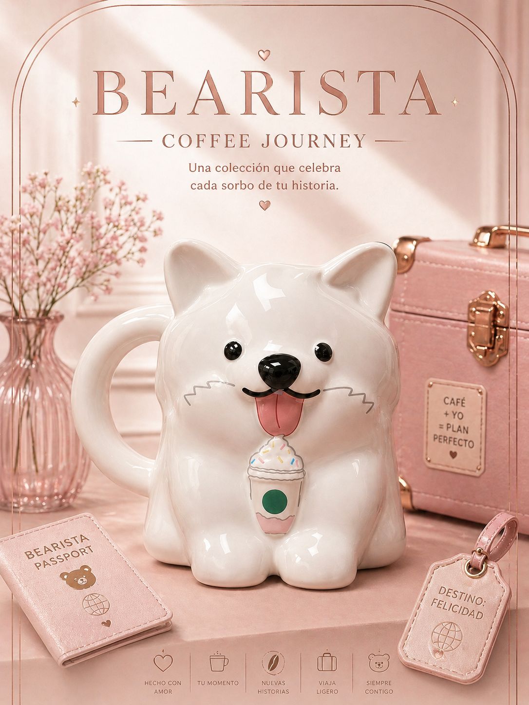 Taza de Perrito de ceramica Starbucks Thailand 2026 Bearista's Coffee Journey series 12oz