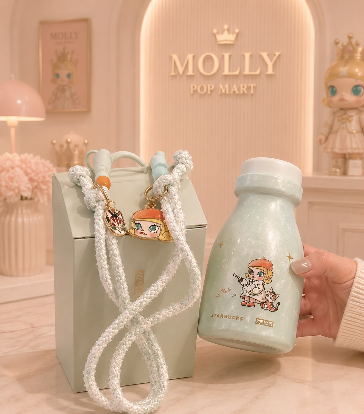Termo de acero inoxidable con cadena para colgar Starbucks China 2026 X MOLLY series 400ml