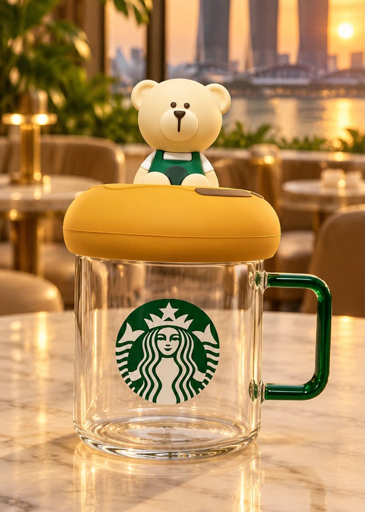 Taza de cristal con tapa de bearista Starbucks Bearista Buddy Singapur 2026