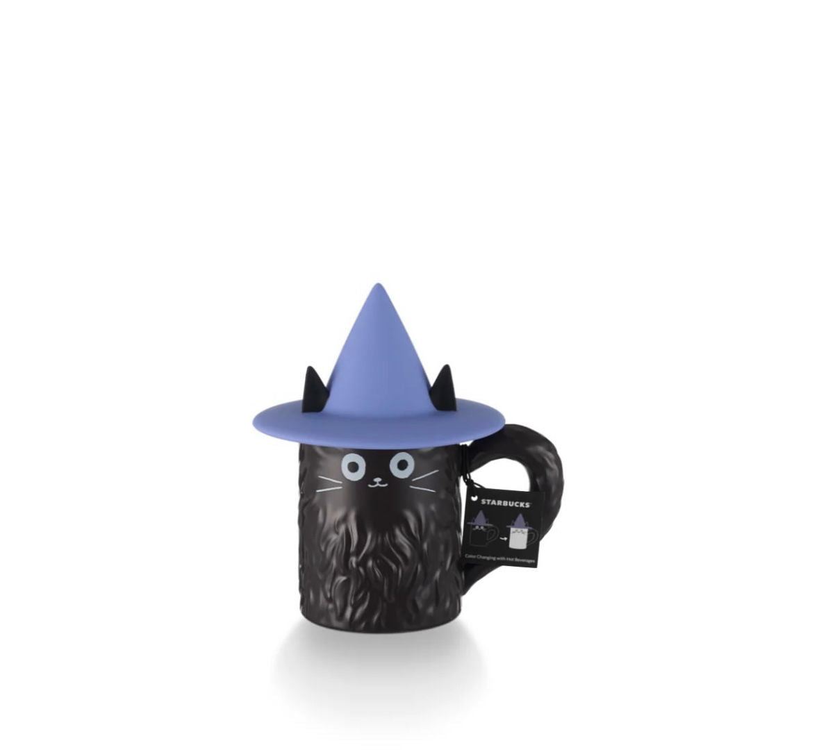 Starbucks 2025 Taiwan Halloween Black Cat Warm Color Changed 12oz Mug with Hat