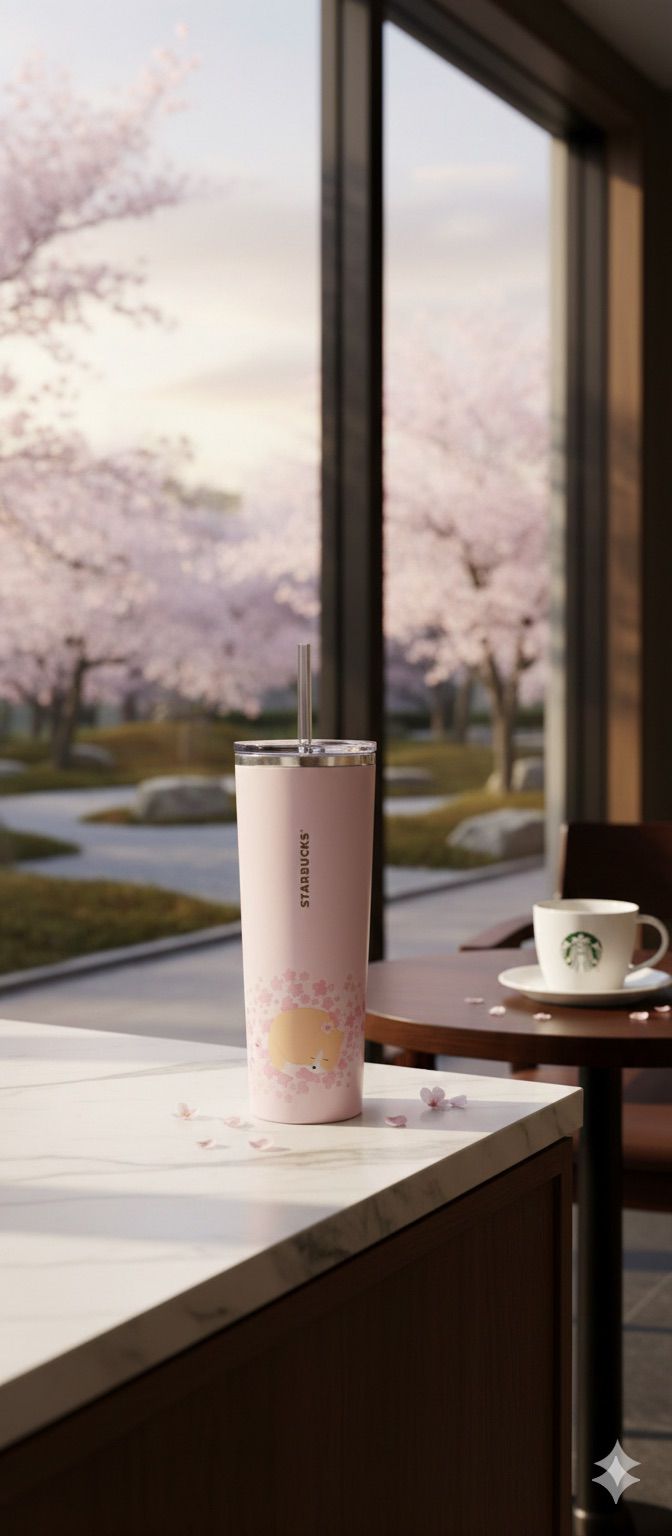 Starbucks Taiwan 2026 Sakura series Corgi stainless steel cup 473ml