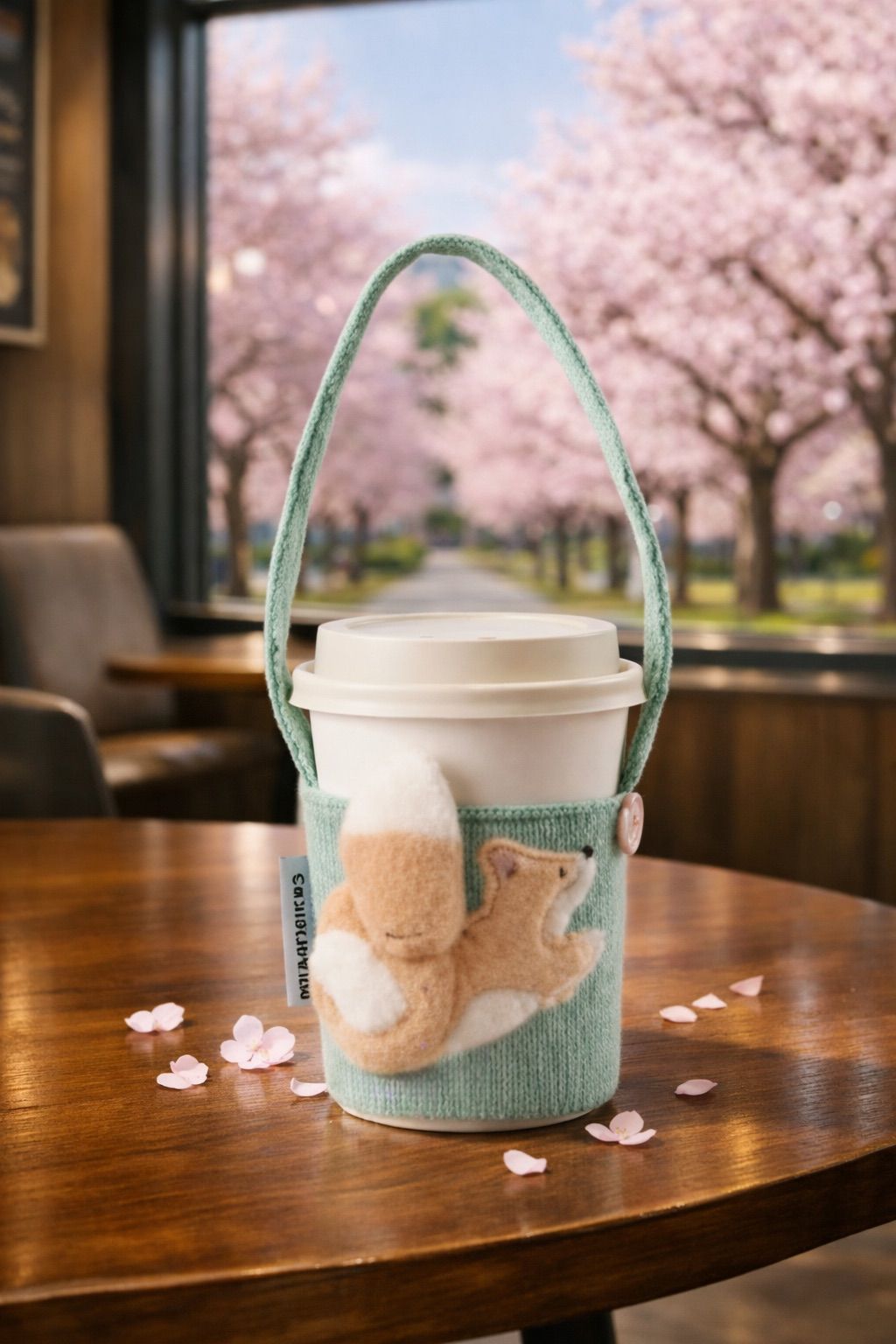 Starbucks Taiwan 2026 Sakura series Corgi Tail Cup Bag
