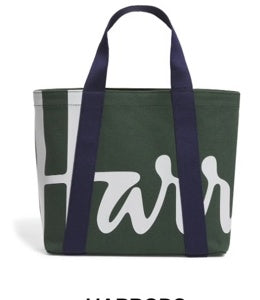 Harrods Mini Cotton Logo Tote Bag | Green & Navy
