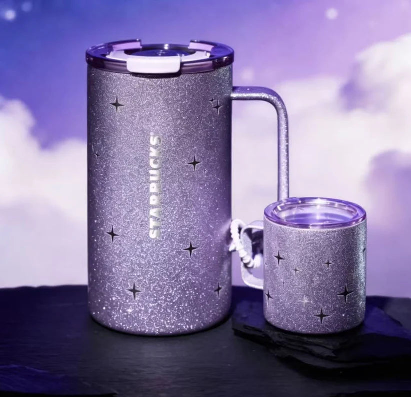 Starbucks China 2026 Purple Night Star River series 660ml star style stainless steel table cup with table cup pendant
