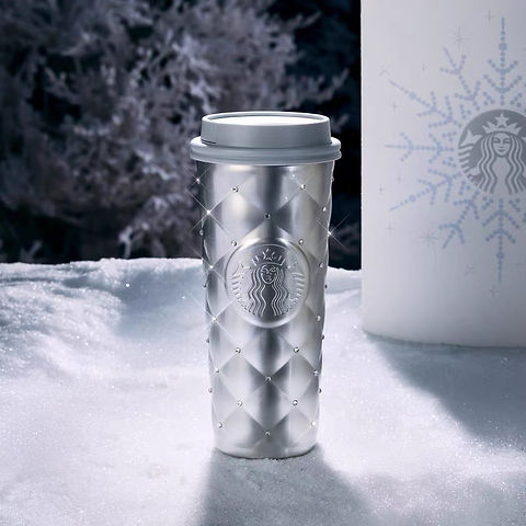 Vaso de acero inoxidable con diseño de rombos de Snowy Wonderland, porcelana Snowy Wonderland 2025
