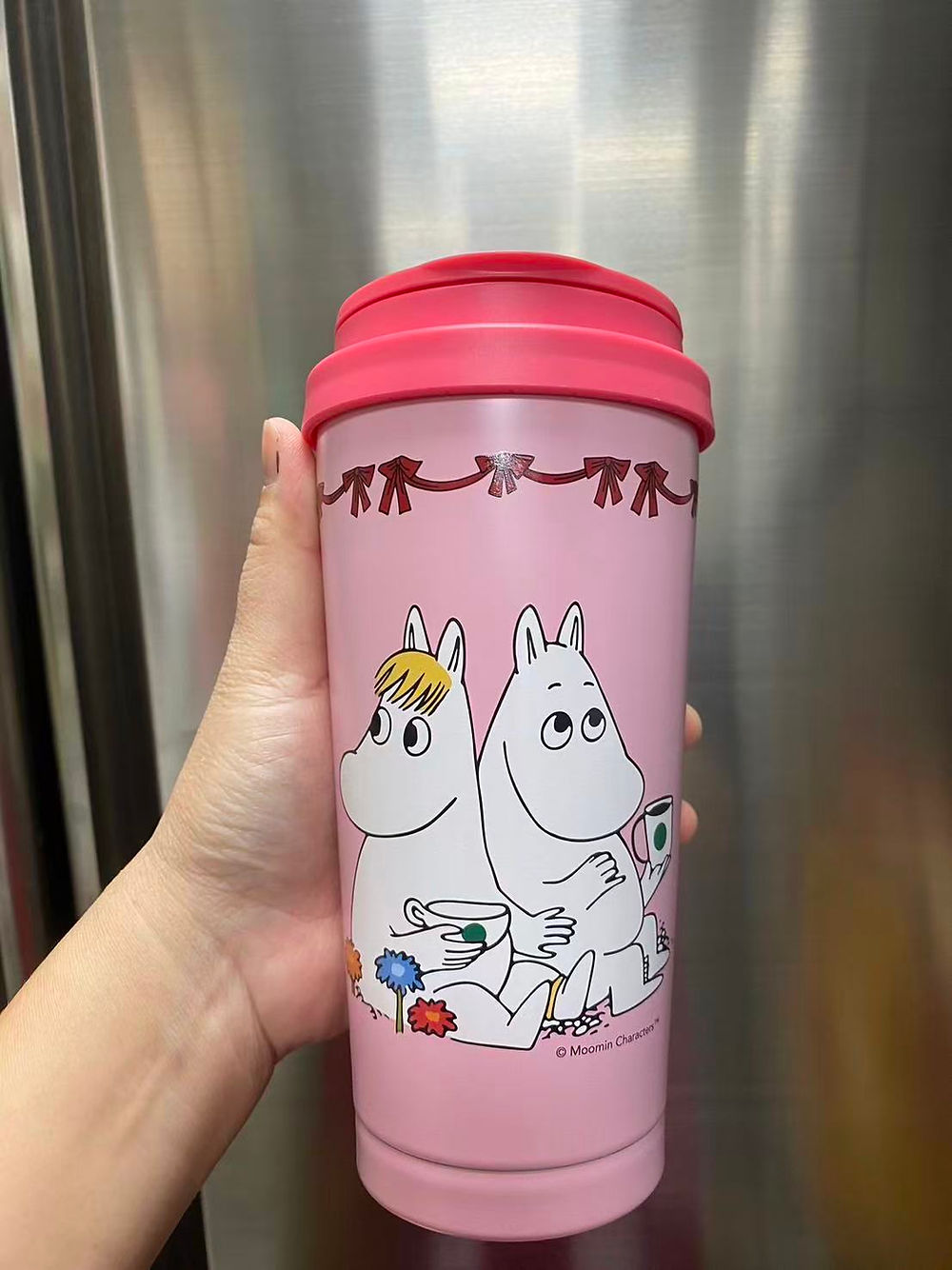 Taza de acero inoxidable rosa Moomin Moomin x Starbucks Tailandia 2025