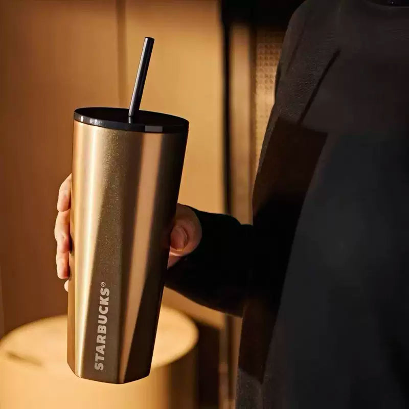 Vaso con pajita de acero inoxidable Starbucks China 2025 Gold Collection de 790 ml y 27,8 oz