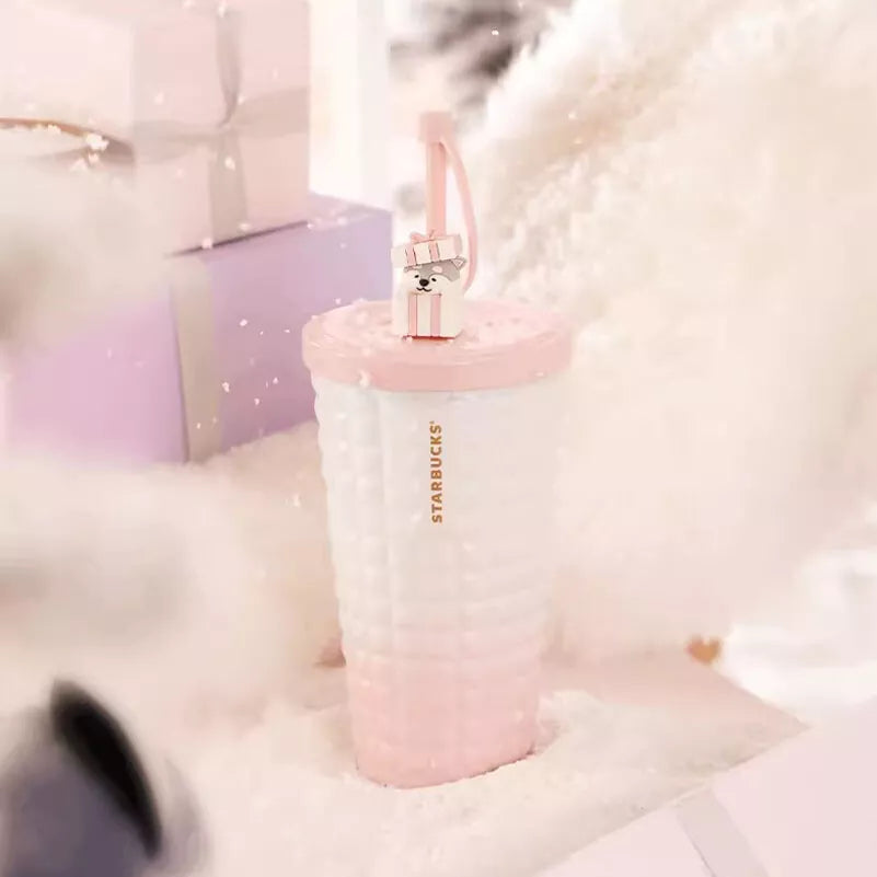 Vaso Rosa Husky Starbucks China 2023 Christmas cute pet series