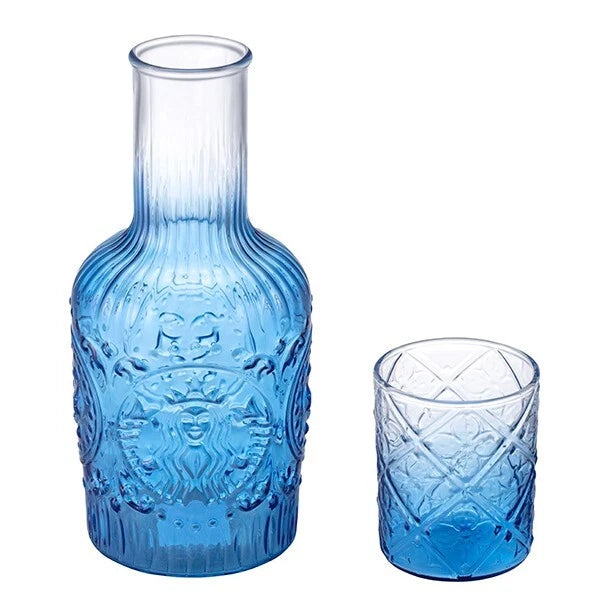 Botella de Agua con Tapa de Vidrio Azul Starbucks Taiwan Mediterranean Summer 2025