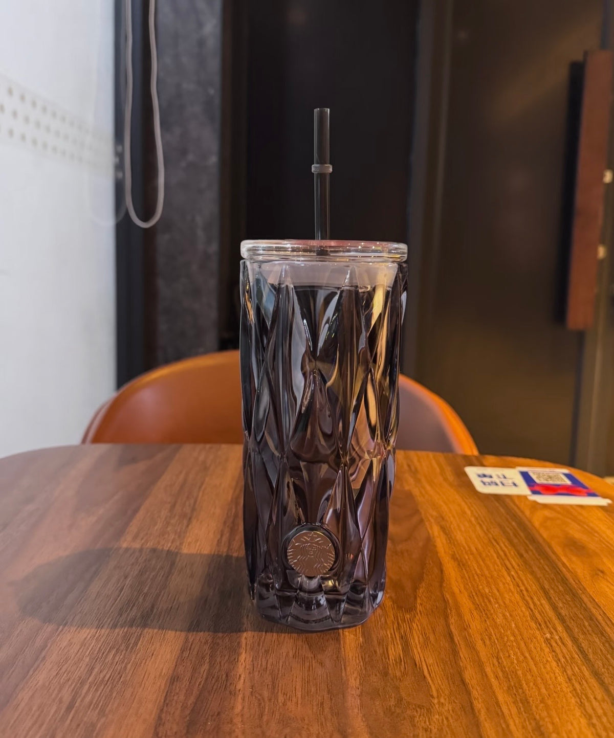 Starbucks Foggy Wild Series · Pure Black Translucent Diamond Glass Straw Cup 530 ml