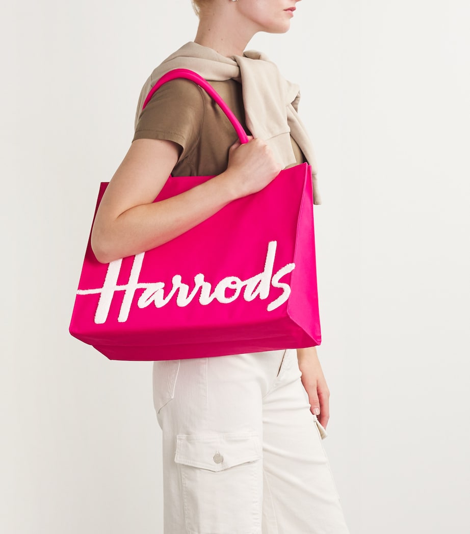 Harrods Large Cotton Logo Tote Bag | Hot Pink