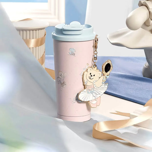 Termo de Acero Inoxidable 16oz con llavero osa Starbucks 2024 China Princess Afternoon Tea Pink Bear