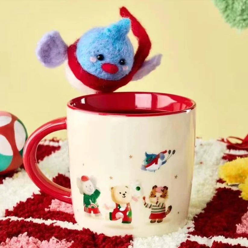 Taza de Ceramica Roja Starbucks China 2024 Christmas cute Winter bearista friends 355ml