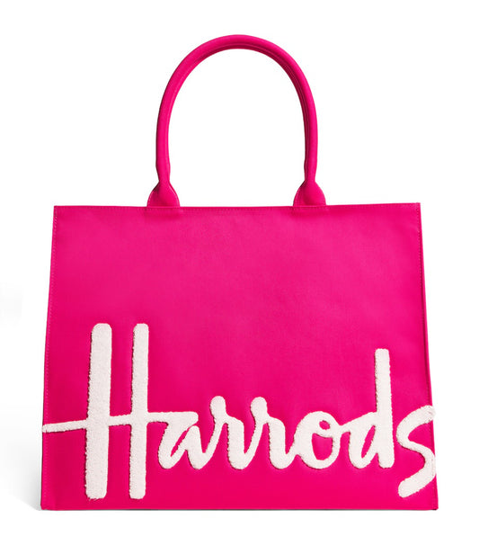 Harrods Large Cotton Logo Tote Bag | Hot Pink