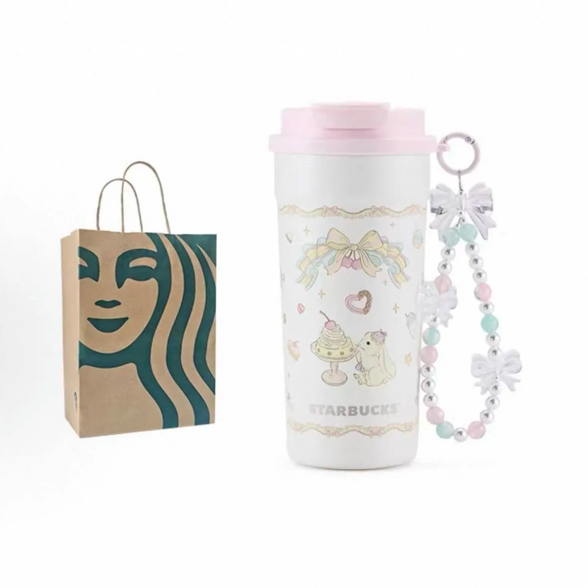 Vaso de acero inoxidable com Charm Starbucks 2026 China Summer Dessert Party Pink 16oz SS