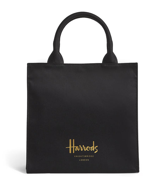 Harrods Large Cotton Logo Tote Bag | Black