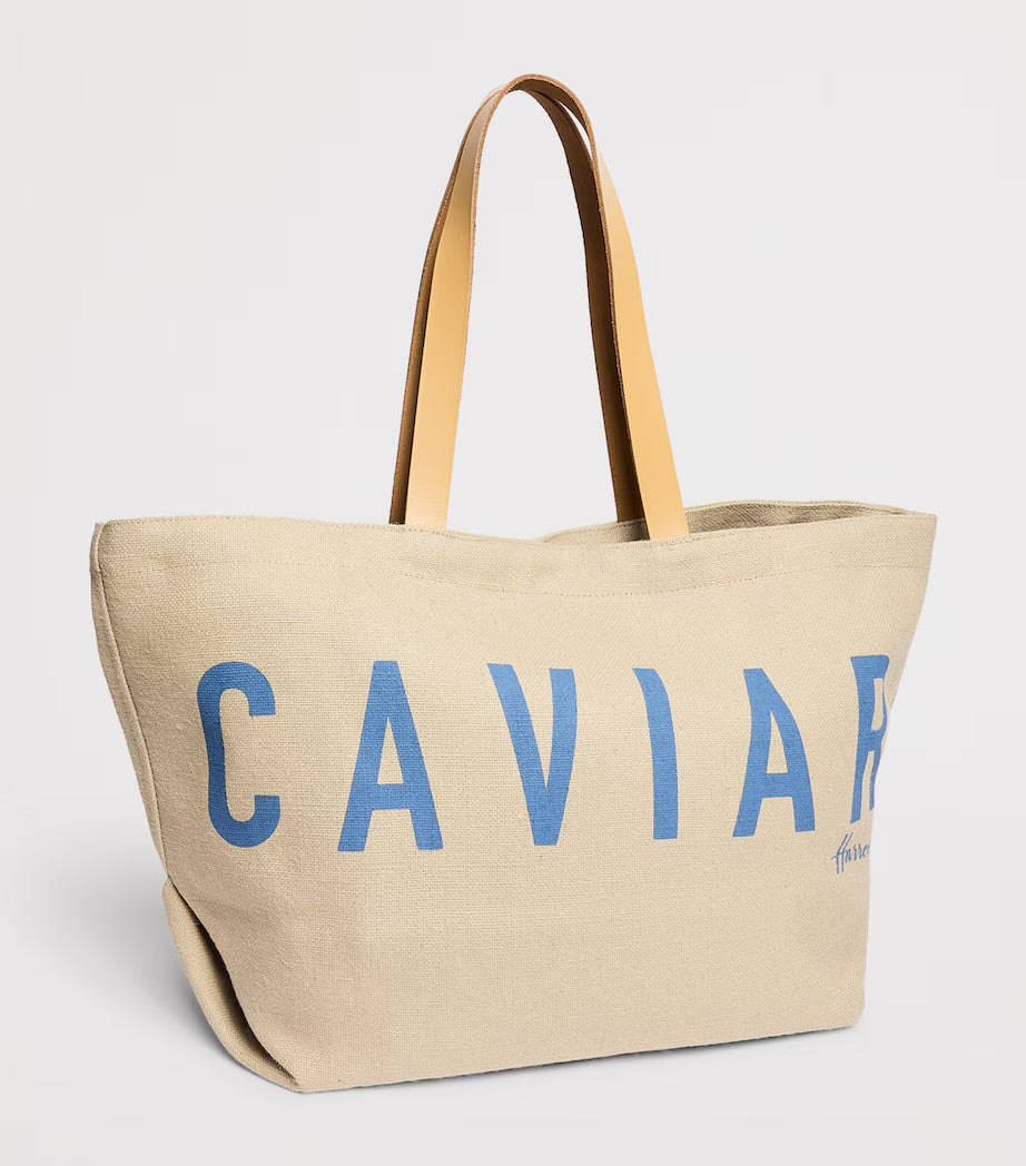 Harrods Jute Caviar Tote Bag