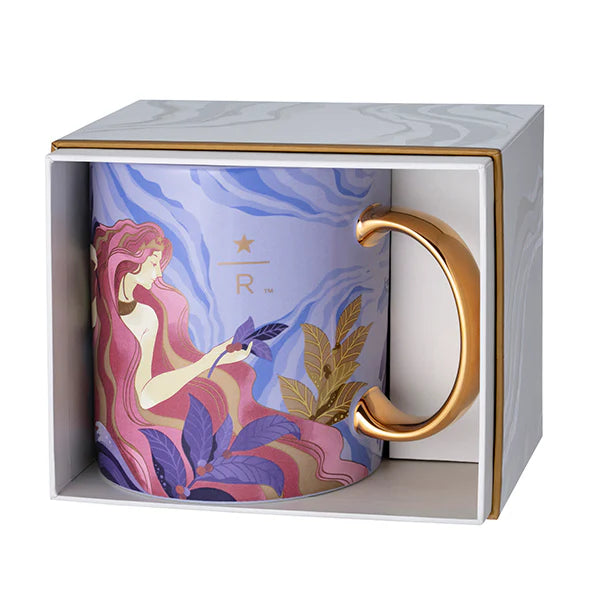 Taza de Ceramica Dorada de Sirena Starbucks Taiwan 2025 Collection Dream PLAZA Series 16oz