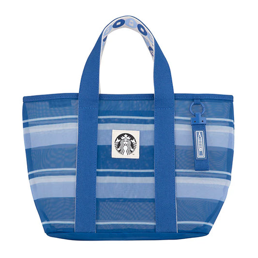Starbucks Taiwan 2026 101 store series blue striped mesh bag