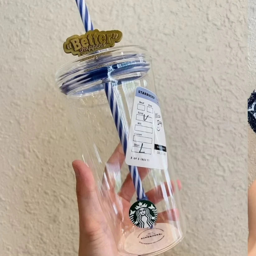 Starbucks China 2026 Denim series fun icon glass coming with random metal stopper 585ml -read carefully