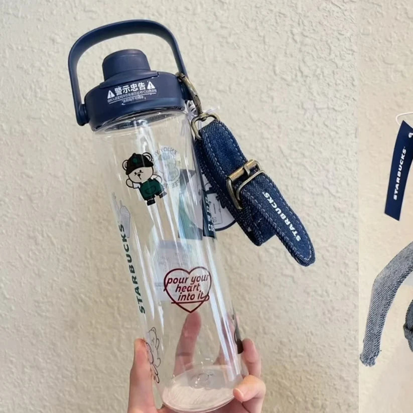 Starbucks China 2026 Denim series fun icon plastic tumbler coming with belt buckle pendant 690ml