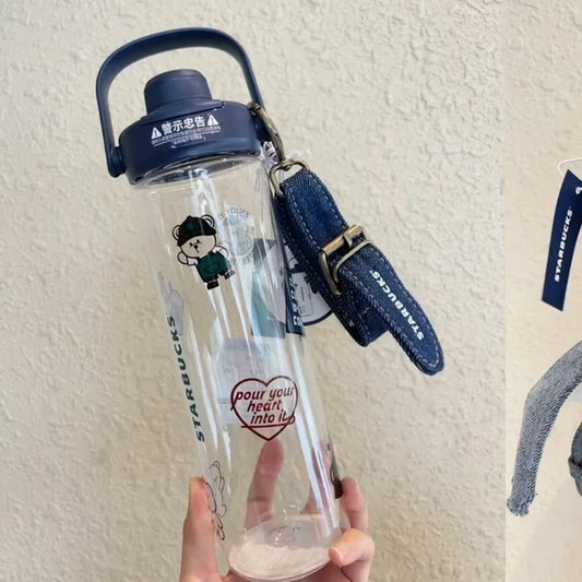 Starbucks China 2026 Denim series fun icon plastic tumbler coming with belt buckle pendant 690ml