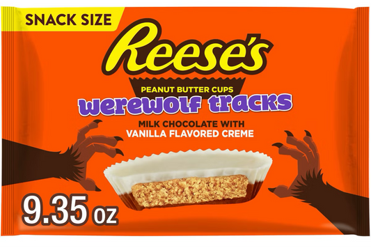 Reese's Peanut Butter Milk Chocolate & Vanilla Crème Werewolf Tracks Cup Halloween Candy Snack Size - 9.35oz