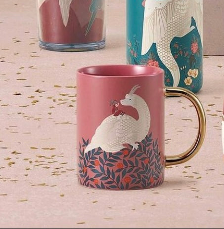 Taza de Cerámica 'Año del Dragón' Rosa Dorado 473ml / 16oz