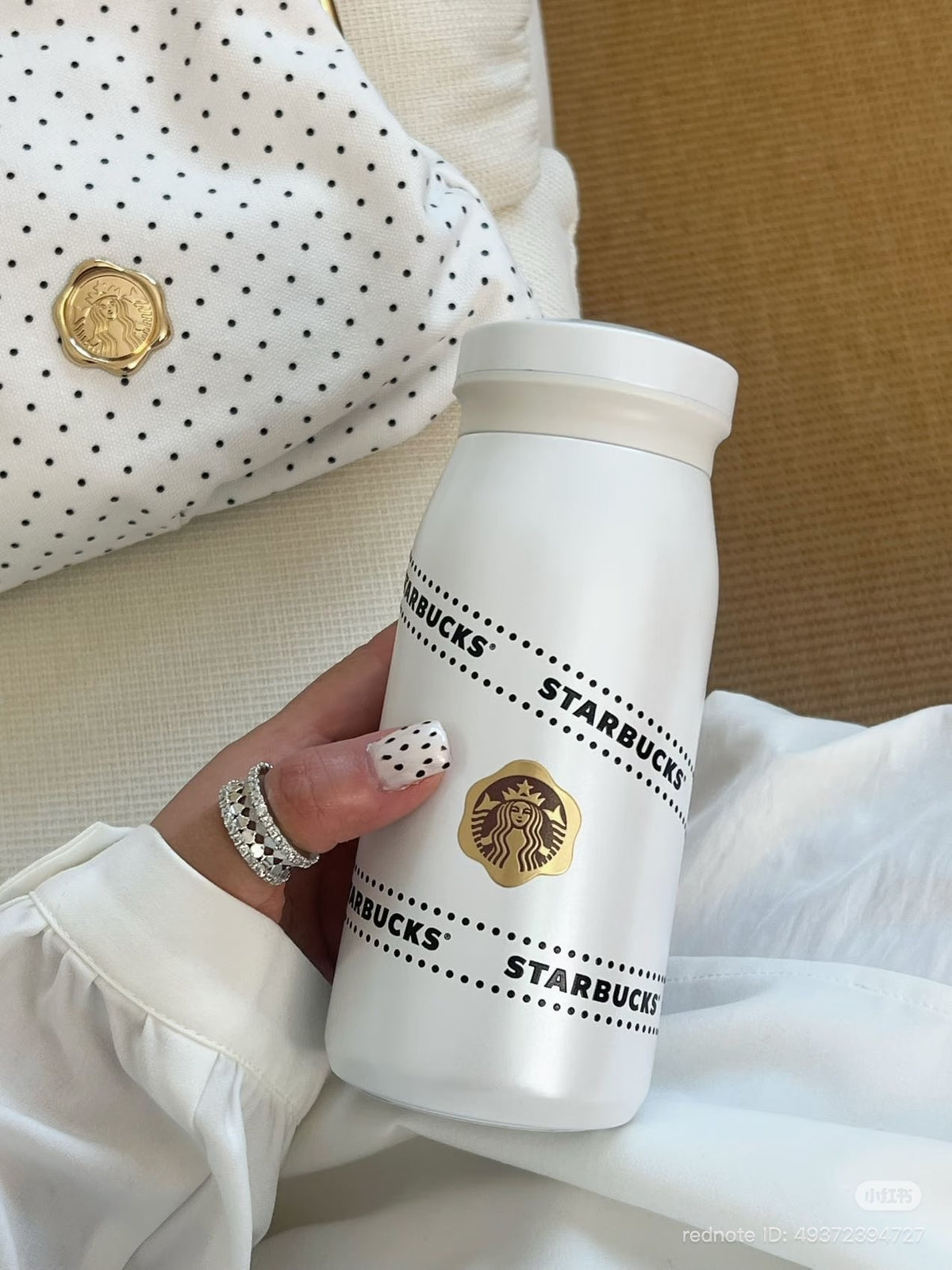 Starbucks China Polka Dot Wonderland 2026 · 350ml Letter Stainless Steel Tumbler with Small Bag
