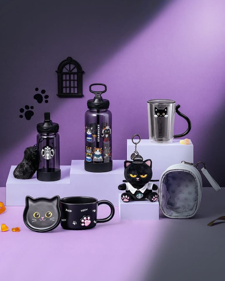 Starbucks Taiwan Autumn 2026 | Black Cat Tail Cold Water Bottle 532 ml 🐈‍⬛🖤