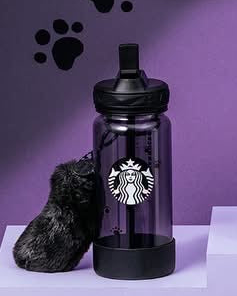 Starbucks Taiwan Autumn 2026 | Black Cat Tail Cold Water Bottle 532 ml 🐈‍⬛🖤