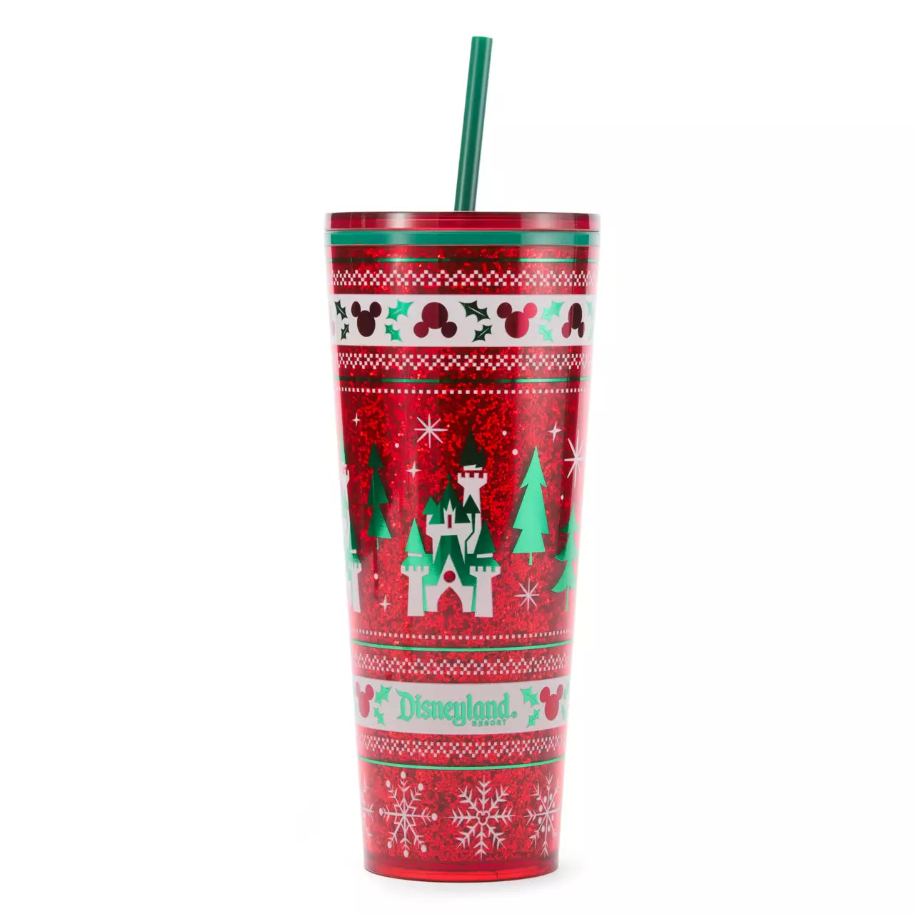 Vaso de viaje Starbucks® de 24 oz con popote, Disneyland Holiday Fair Isle